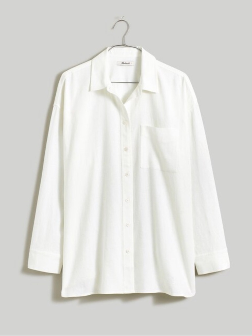 Madewell The Linen-Blend Oversized Shirt in Eyelet White